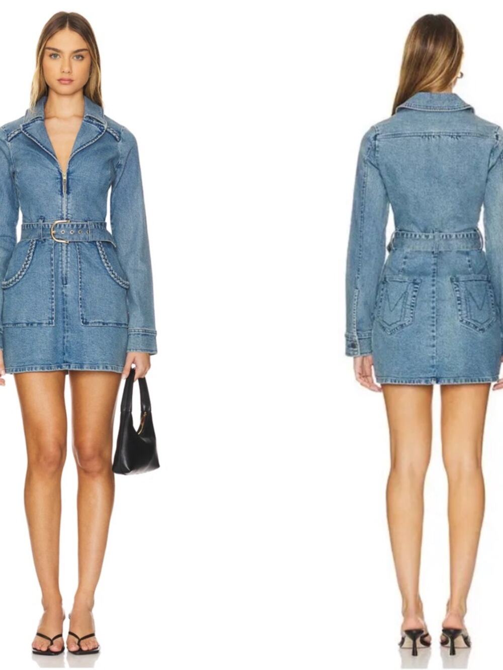 SHOW ME YOUR MUMU Outlaw Long Sleeve Belted Denim Mini Dress Size XXL